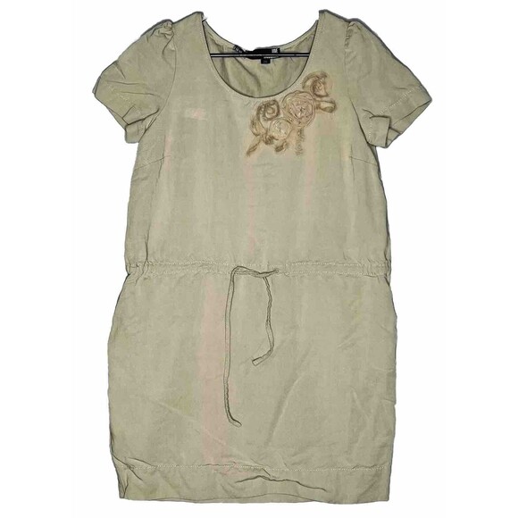 LOVE Moschino Tan Shift Dress w/ Rosettes & Belt Tie Sz 10 (US) 46 (IT) - Picture 1 of 7